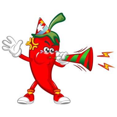 Biber trompet üfleme partisinin vektör maskot karakteri çizimi