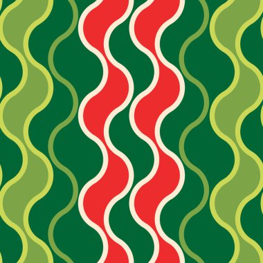 Şablon, karpuz motifiyle pürüzsüz, dikey kıvrımlı birkaç yeşil ve kırmızı rengin bir kombinasyonu.