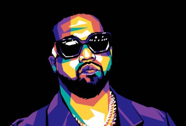 Amerikalı rapçi Kanye West WPAP pop sanat tarzında.