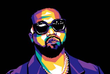American Rapper Kanye West in WPAP pop art style.