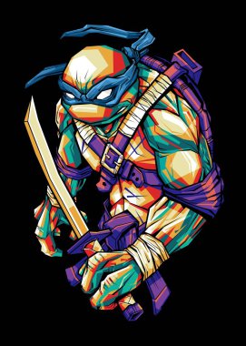 WPAP pop sanat tarzında Ninja Kaplumbağalar