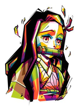 WPAP pop sanatında Anime İblis Avcısı Kimetsu No Yaiba 'dan Nezuko