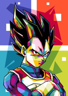 WPAP pop sanat tarzında Anime Dragon Ball 'dan Vegeta