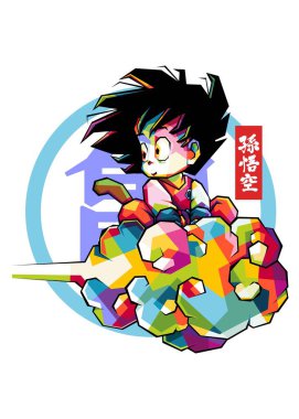 Anime Dragon Ball 'dan Son Goku WPAP pop sanatında.