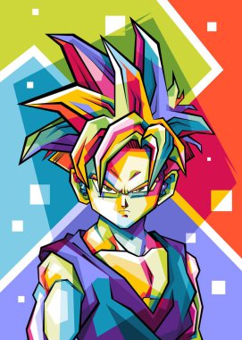 WPAP pop sanatındaki anime Dragon Ball 'dan Son Gohan.
