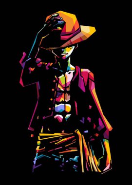Anime One Piece in WPAP pop sanatından Maymun D Luffy