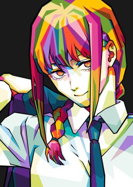 WPAP pop sanatında anime Elektrikli Testere Adam 'dan güç