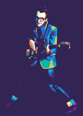 Elvis Costello in pop art style clipart