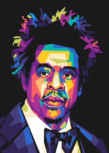 stock vector American Rapper Jay Z in wpap pop art style