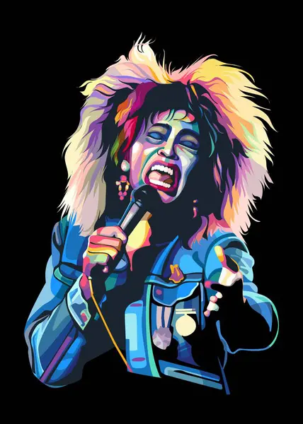 stock vector American Singer Tina Turner in pop art style