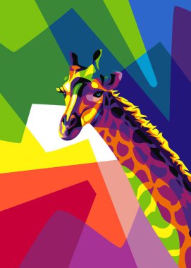 WPAP pop sanat tarzında renkli zürafa resimleri