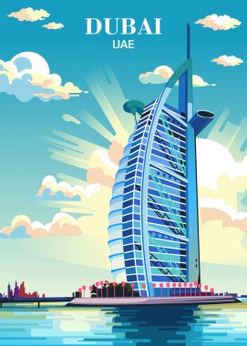 Seyahat Posteri Dubai Üniversitesi Arap Emirlikleri Burç El-Arap kökenli