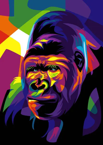 stock vector Colorful Gorilla Illustration in WPAP pop art style