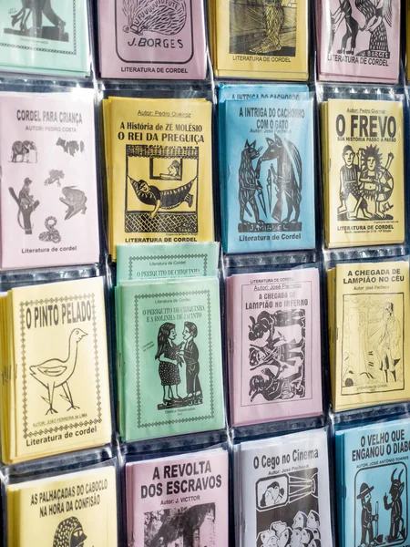 브라질 문학의 조각이다 브라질 북동부의 관광객들에게 판매되는 농담을 들려주는 소책자 — 스톡 사진