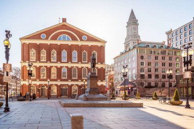 The iconic Faneuil Hall in Boston, Massachusetts, USA at sunrise.  clipart