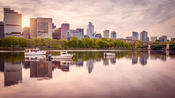 stock image The skyline of Boston in Massachusetts, USA in the early morning.