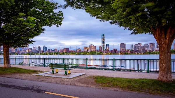 Boston 'daki Backbay Mahallesi, MA, ABD Gün doğumunda.