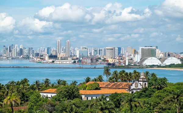 Skyline Den Brasilianska Staden Olinda Och Recife Pernambuco Brasilien Solig — Stockfoto
