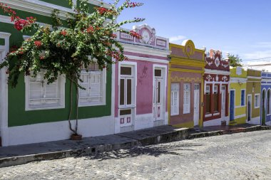 Olinda, Pernambuco, Brezilya 'da ve ikonik mimarisi Barok tarzı ve kaldırım taşı sokaklarında..