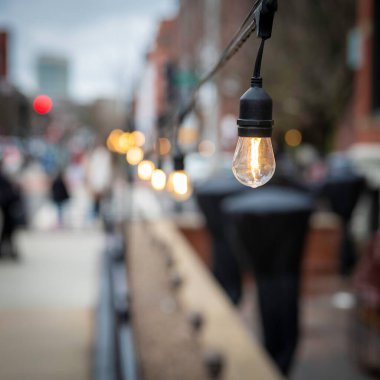 Light Bulb in the streets of Boston in Massachusetts, USA. At Newbury street. clipart