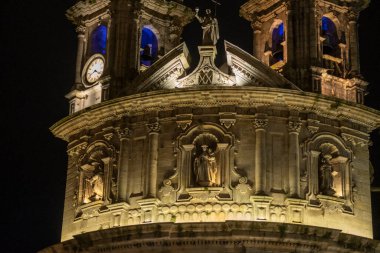 Detail of the sculptures that adorn the facade of the church of the Pilgrim Virgin, in Pontevedra (Spain)
