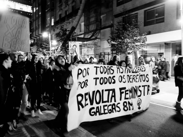 Pontevedra Spanien Mars 2019 Feministisk Demonstration Mot Övergrepp Och Till — Stockfoto