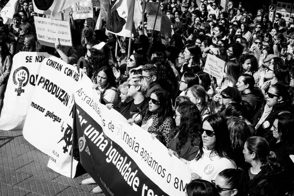 Pontevedra Espagne Mars 2019 Manifestation Féministe Contre Les Abus Pour — Photo