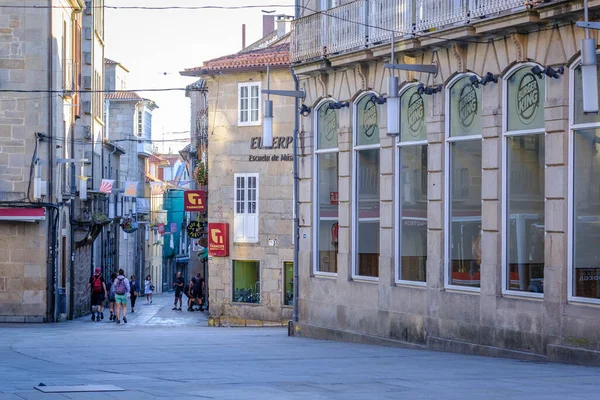 Pontevedra Spanien Juli 2022 Detail Einer Der Straßen Mit Granitböden — Stockfoto