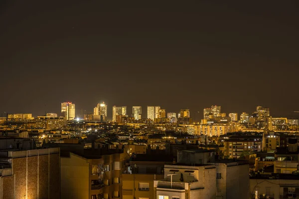Барселона Испания Июля 2022 Года Ночной Вид Барселону Освещенный Террасы — стоковое фото