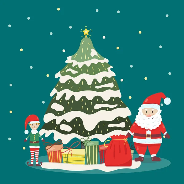 Tarjeta Felicitación Tarjeta Navidad Con Santa Claus — Archivo Imágenes Vectoriales