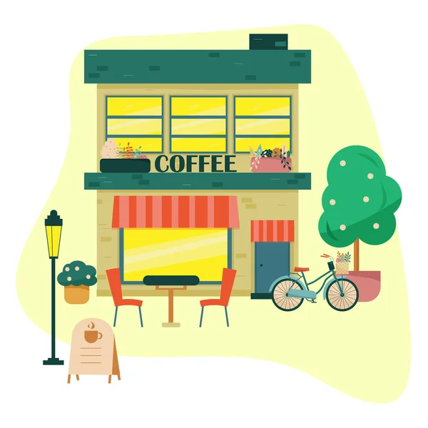 Кафе Городе Уличная Реставрация — стоковый вектор