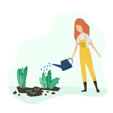 Gardening people spring. flat vector concept illustration women, doing hobby garden work.Spring gardening concept