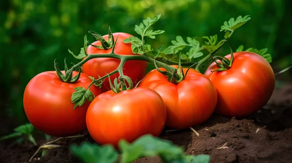 Delicious ripe tomatoes in the garden, digital ai art