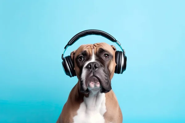 Dog with headphones , digital ai art