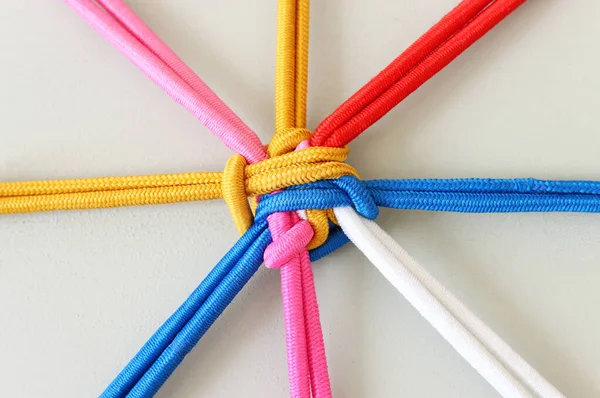 Concept Image Unity Teamwork Ropes Tied Together Symbol Strength Partnership — Stock Photo, Image