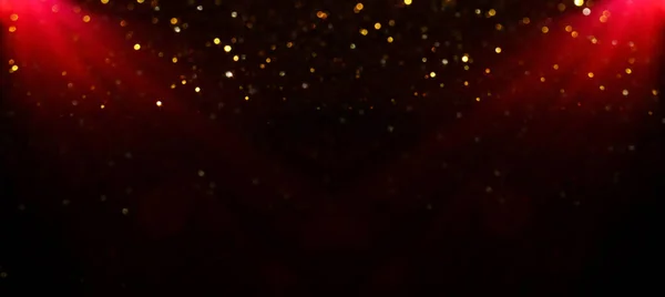 Φόντο Αφηρημένα Κόκκινα Χρυσά Και Μαύρα Φώτα Glitter Δεφοκεντρικός — Φωτογραφία Αρχείου