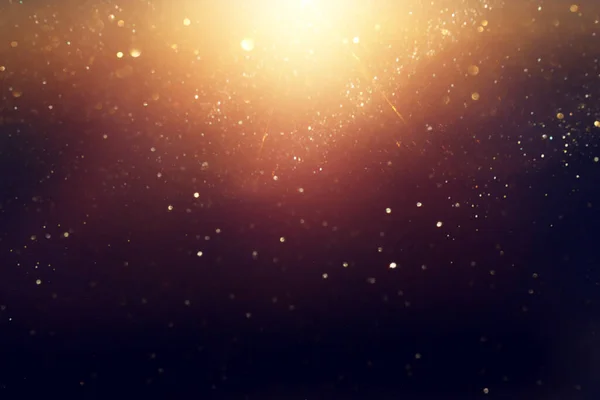 Sfondo Luci Glitter Astratte Oro Nero Focalizzata — Foto Stock