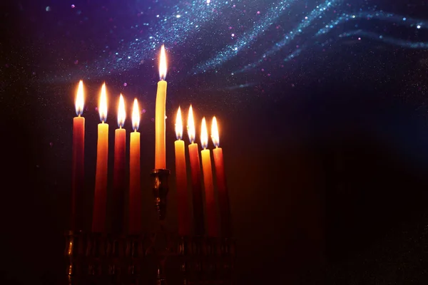 Imagine Sărbătoare Evreiască Hanuka Menora Candelabra Tradițională Lumânări — Fotografie, imagine de stoc