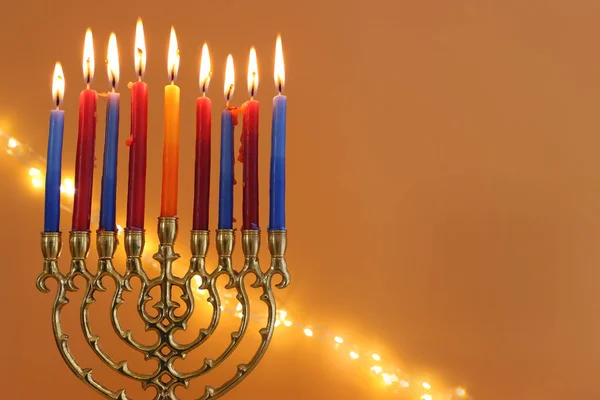 Зображення Єврейського Свята Ханука Менорою Традиційні Канделябри Свічками — стокове фото