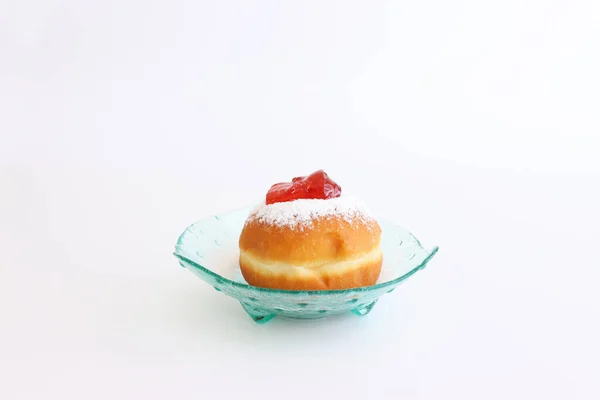 Imagen Donut Aislado Blanco Vacaciones Judías Símbolo Hanukkah —  Fotos de Stock