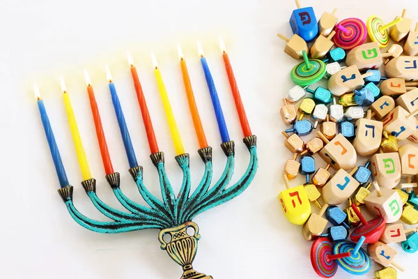 Imagen Religiosa Las Vacaciones Judías Fondo Hanukkah Con Menorah Candelabros — Foto de Stock