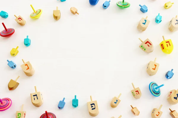 Image Jewish Holiday Hanukkah Background Spinning Tops — Stock Photo, Image