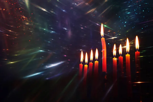 Obrázek Židovské Dovolené Chanuka Menorah Tradiční Svícen Svíčky — Stock fotografie