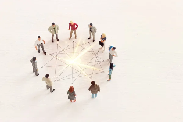 image of people figures standing in circle, human resources, leadership and management concept