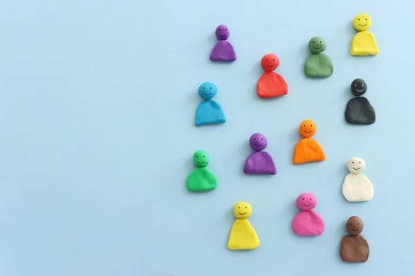 Group Colorful Figures Blue Background — Stock Photo, Image