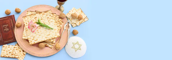 Pesah Celebration Concept Jewish Passover Holiday Translation Traditional Pesakh Book — Stock Photo, Image