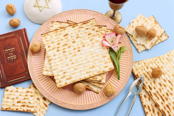 Pesah celebration concept (jewish Passover holiday). Translation of Traditional pesakh book text: Passove tale
