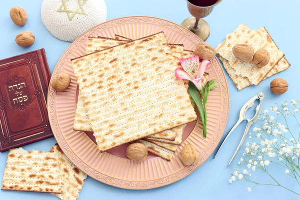 Pesah celebration concept (jewish Passover holiday). Translation of Traditional pesakh book text: Passove tale