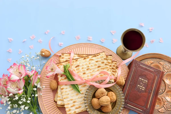 Concetto Celebrazione Pesah Festa Ebraica Pasqua Traduzione Del Testo Tradizionale — Foto Stock