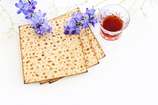 Conceito Celebração Pesah Feriado Judaico Páscoa Isolado Fundo Branco — Fotografia de Stock